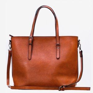 Vegan Leather Cognac tote bag